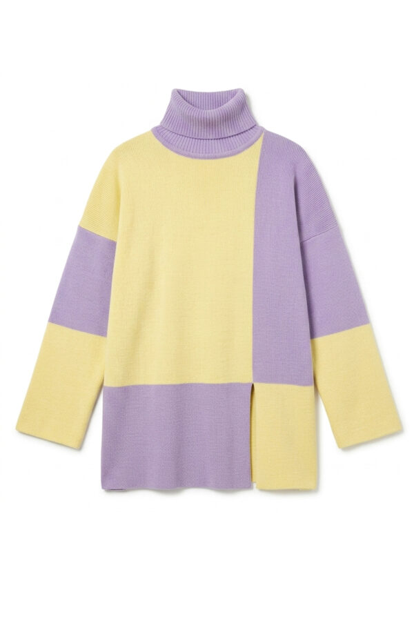Sweter CHECKMATE fioletowo-żółty