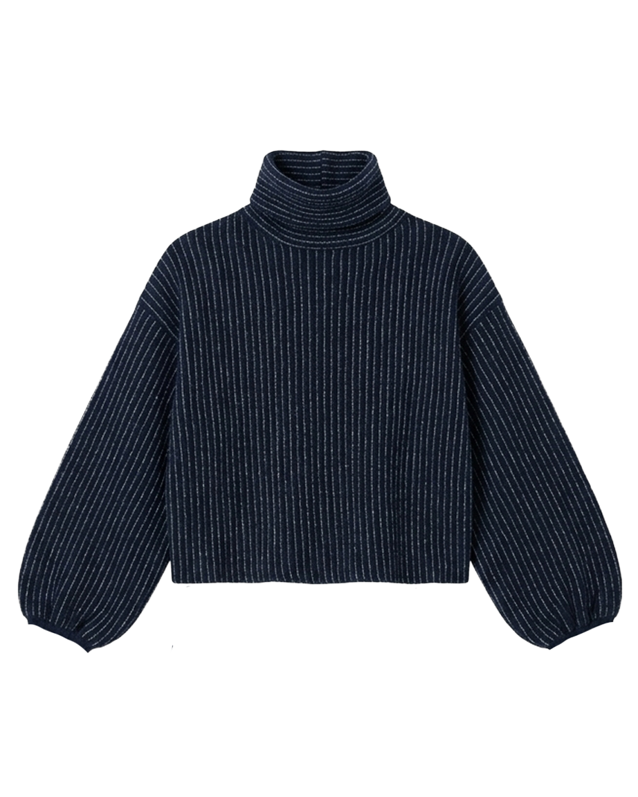 STRIPES Bluzka żakardowa z wiązaniem w prążek 2w1